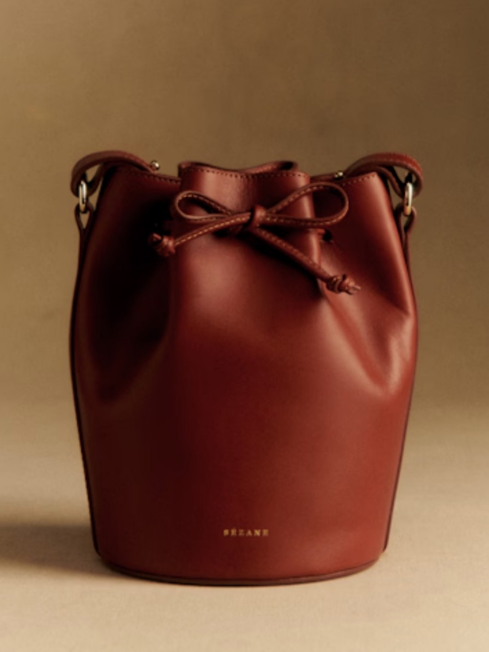 Sezane Farrow Mini Bucket Bag in Natural Heritage Leather